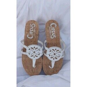 New Sam Edelman Circus Cork Wedge Heel White Leather Shoes Women 9M Classic City